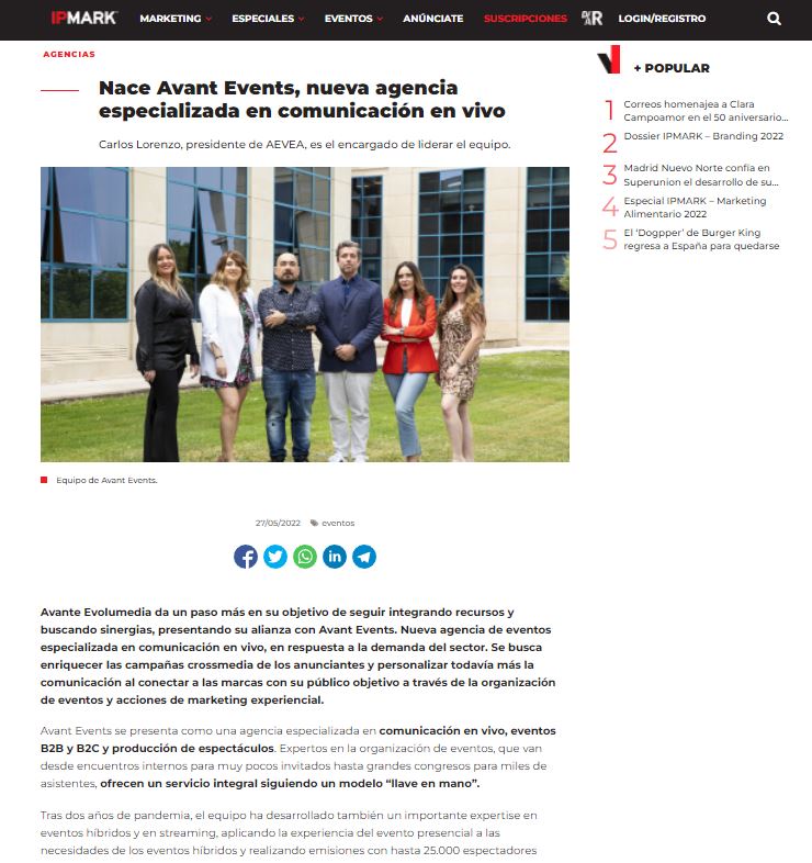 IPMARK-noticia-Avante-Events-Agencia-Eventos-Avante
