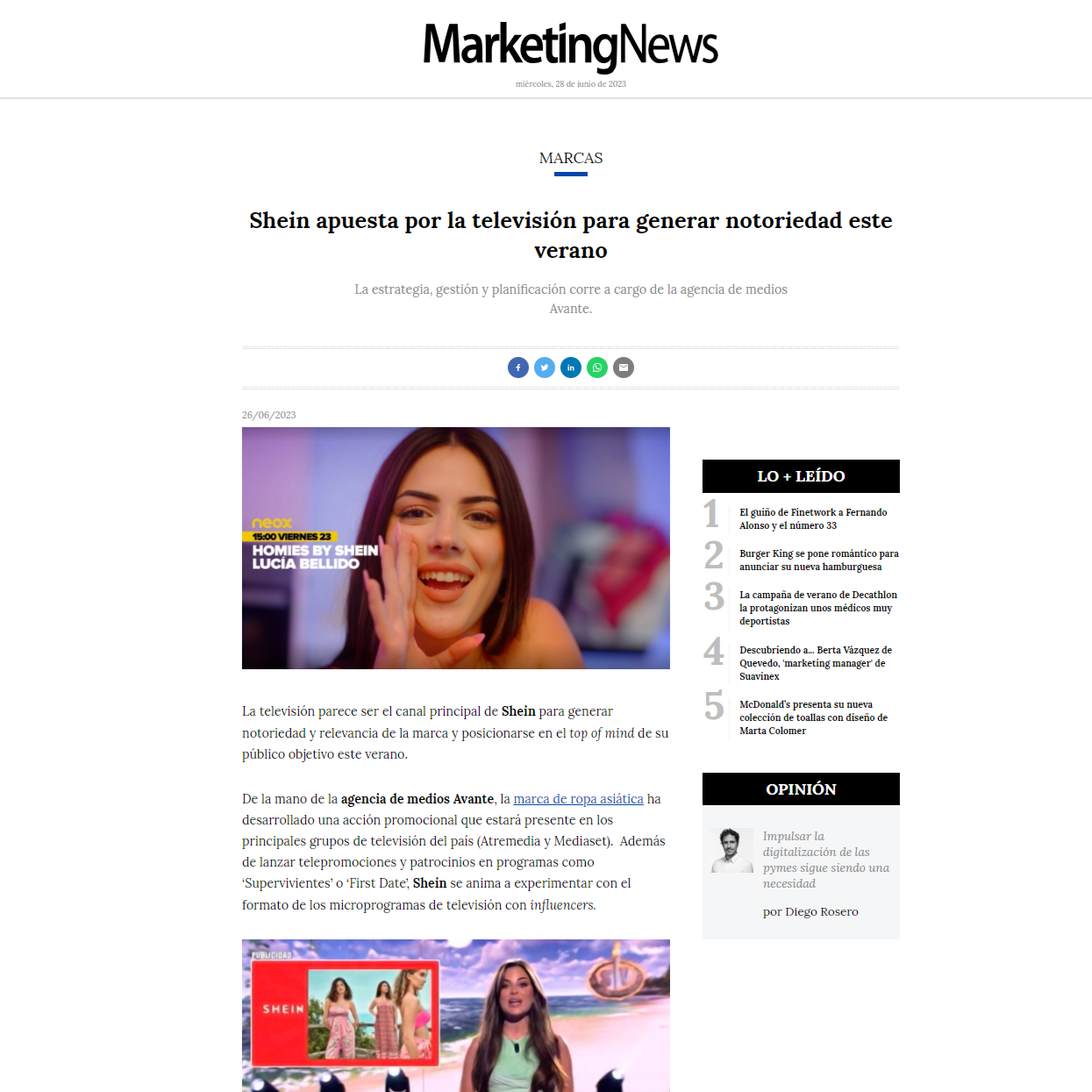 Campaña "Summer Sales" AVANTE para SHEIN_ Marketing News