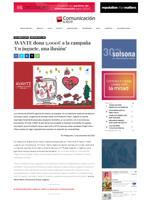 Top Comunicación_Felicitación navideña AVANTE